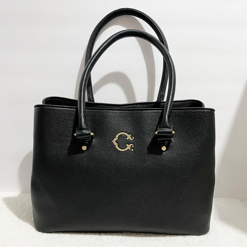 NWOT! Black Faux Leather Shoulder Bag Double
Strap Career Travel Office